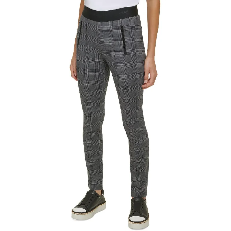 Karl Lagerfeld Paris Womens Houndstooth Pull-On Skinny Pants Casual Drawstring Pants