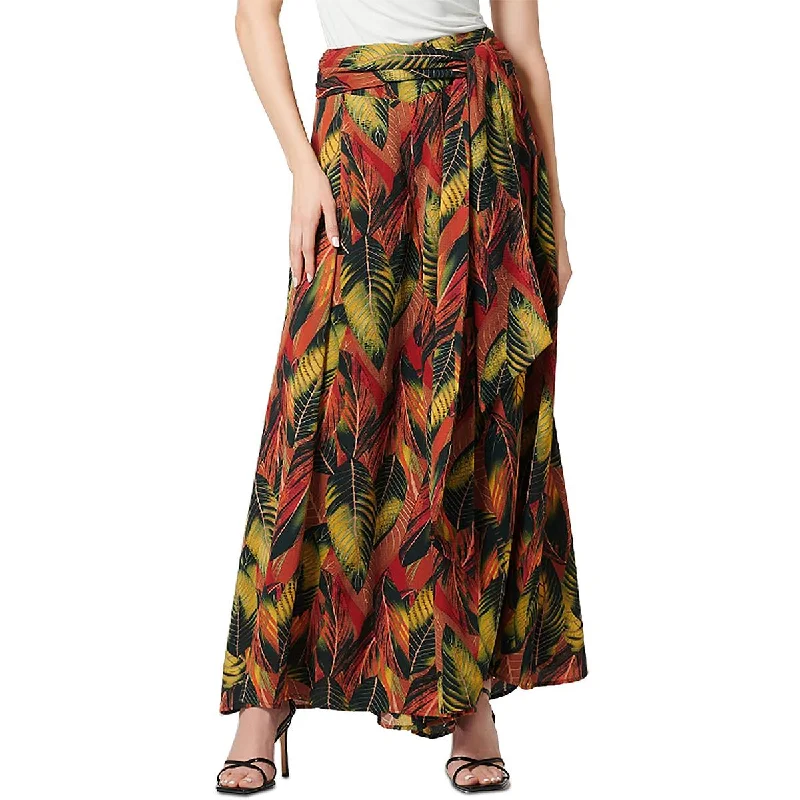 Gracia Womens Printed Tie Waist Wide Leg Pants Trendy Wide-Legged Trousers