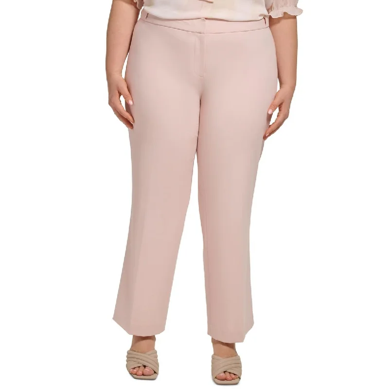 Calvin Klein Womens Plus Crepe Ankle Pants Trendy High-Waist Trousers