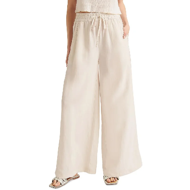 Splendid Womens Bailey Slub Linen Wide Leg Pants Warm Wool Trousers