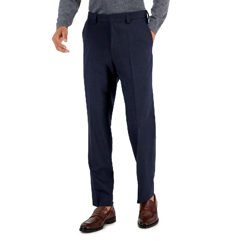 Hugo Mens Wool Blend Glen Plaid Suit Pants Relaxed Linen Pants