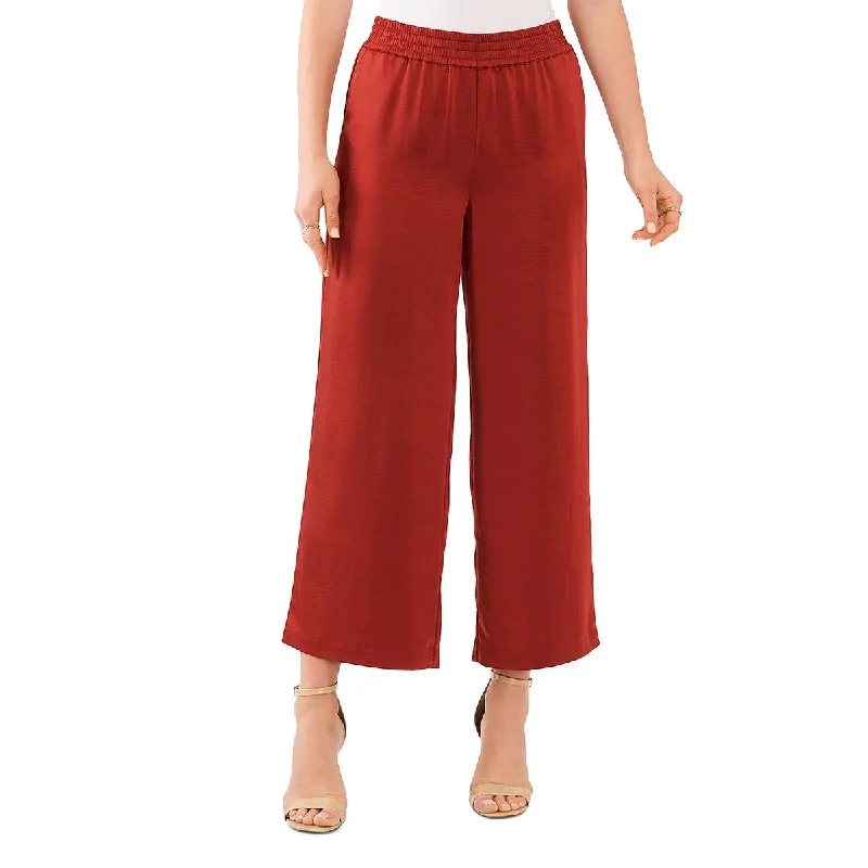 Vince Camuto Womens Cropped Satin Wide Leg Pants Casual Drawstring Pants