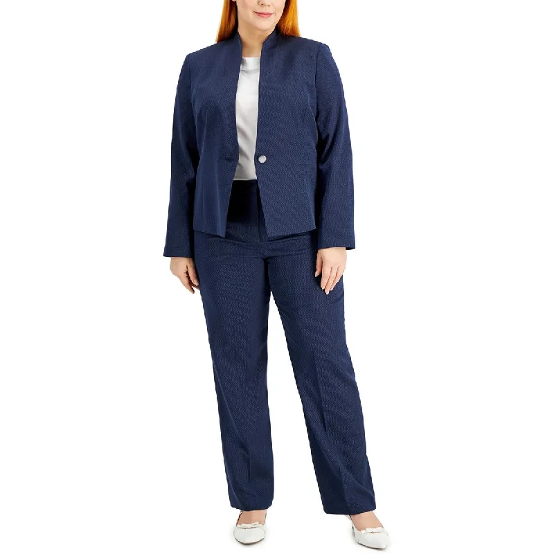 Le Suit Womens Plus Pindot 2 PC Pant Suit Fashionable Track Pants