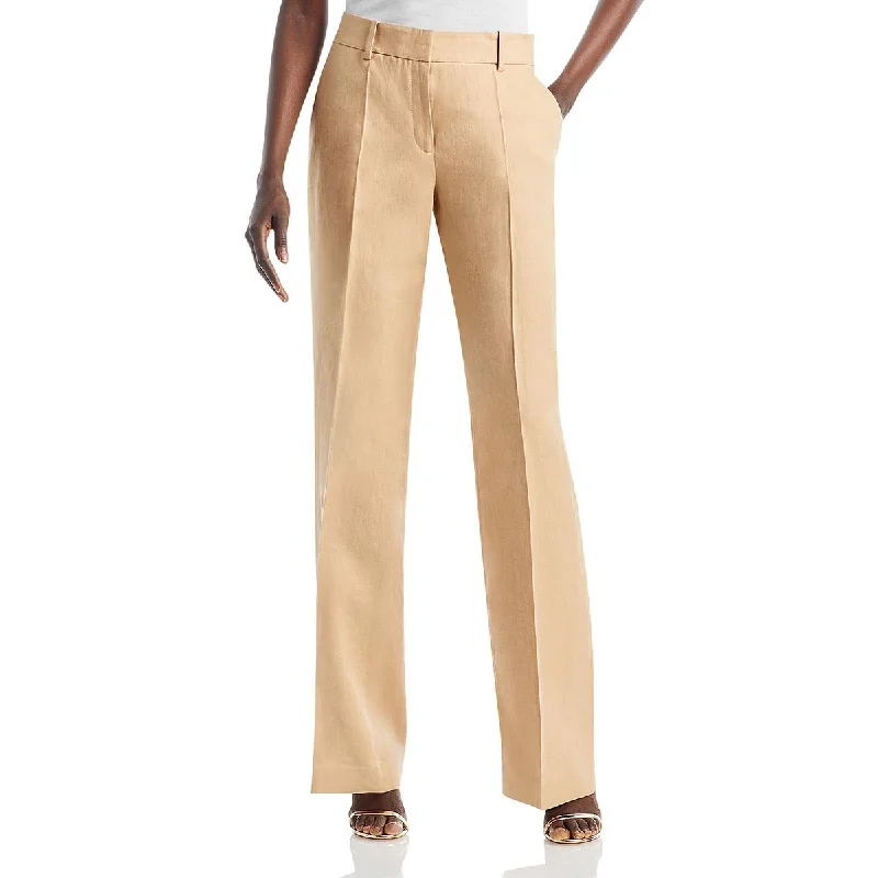 Lafayette 148 New York Womens High Rise Pleated Wide Leg Pants Comfortable Denim Leggings