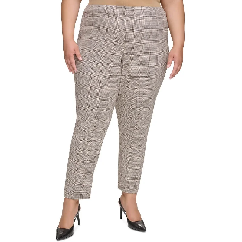 Calvin Klein Womens Plus High Rise Stretch Ankle Pants Cozy Lounge Pants