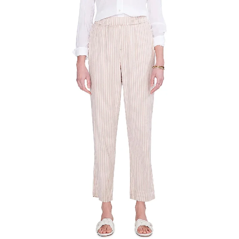 Nic + Zoe Womens Striped Casual Straight Leg Pants Fashionable Button-Up Pants