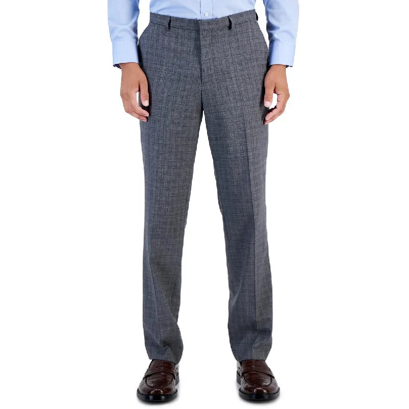 Hugo Mens Wool Blend Plaid Dress Pants Classic Straight Pants