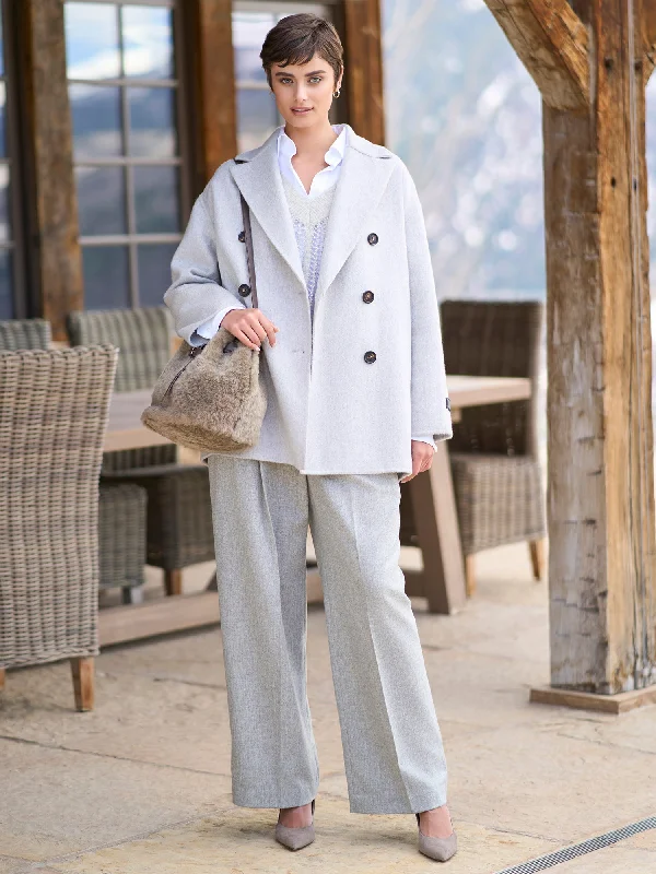 Wool Cashmere Flannel Wide Leg Pant Trendy Printed Pants