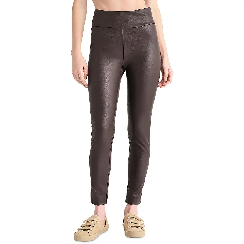 Splendid Womens Faux Leather High Rise Skinny Pants Comfortable Jogger Trousers