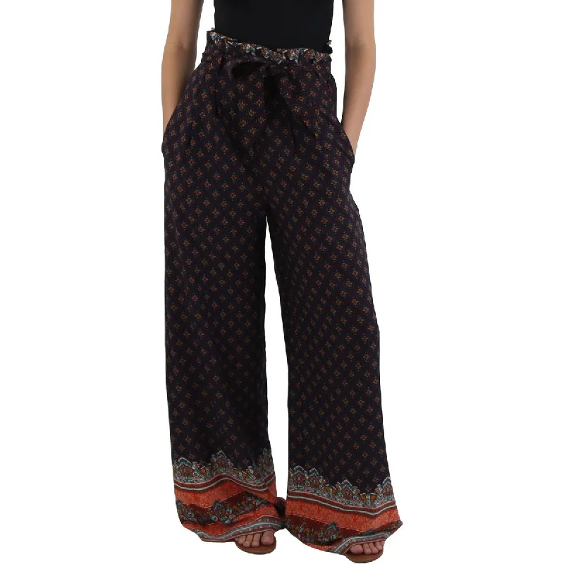 Gracia Womens Printed Paperbag High-Waisted Pants Stylish Casual Pants