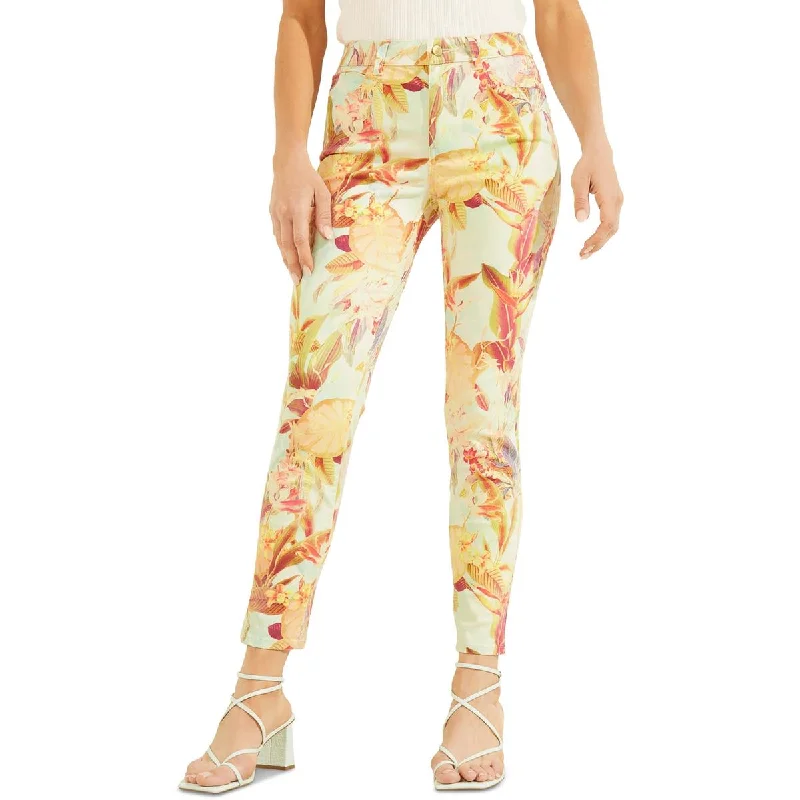 Guess Womens Tencel Floral Skinny Pants Classic Straight Pants