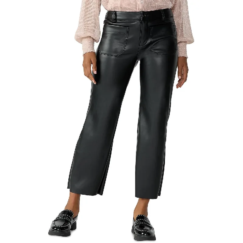 Sanctuary Womens Marine Faux Leather Crop Ankle Pants Fashionable Tapered Leg Pants