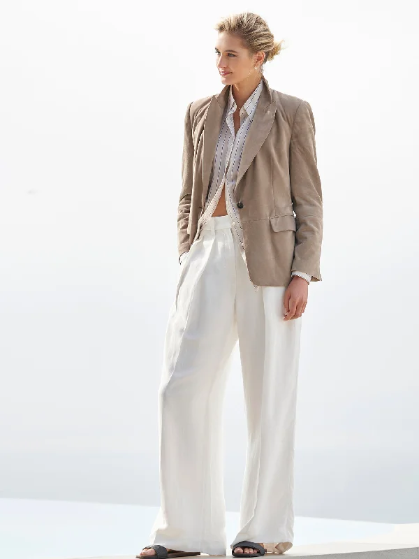 Wide Leg Linen Twill Pant Relaxed Lounge Trousers