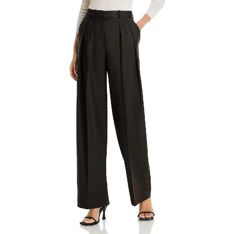 Theory Womens Pleated Wool Dress Pants Chic Slim Fit Pants