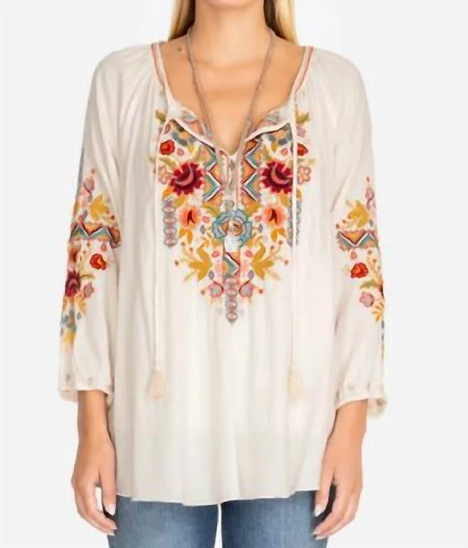 Clansy Peasant Blouse In Oss Off-Shoulder Wrap Blouse