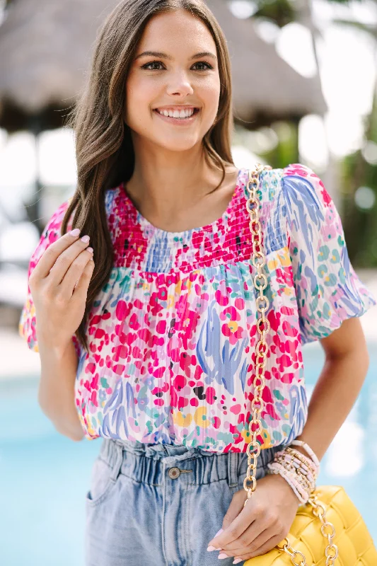 Find You Well Blue Floral Blouse Gathered Detail Blouse