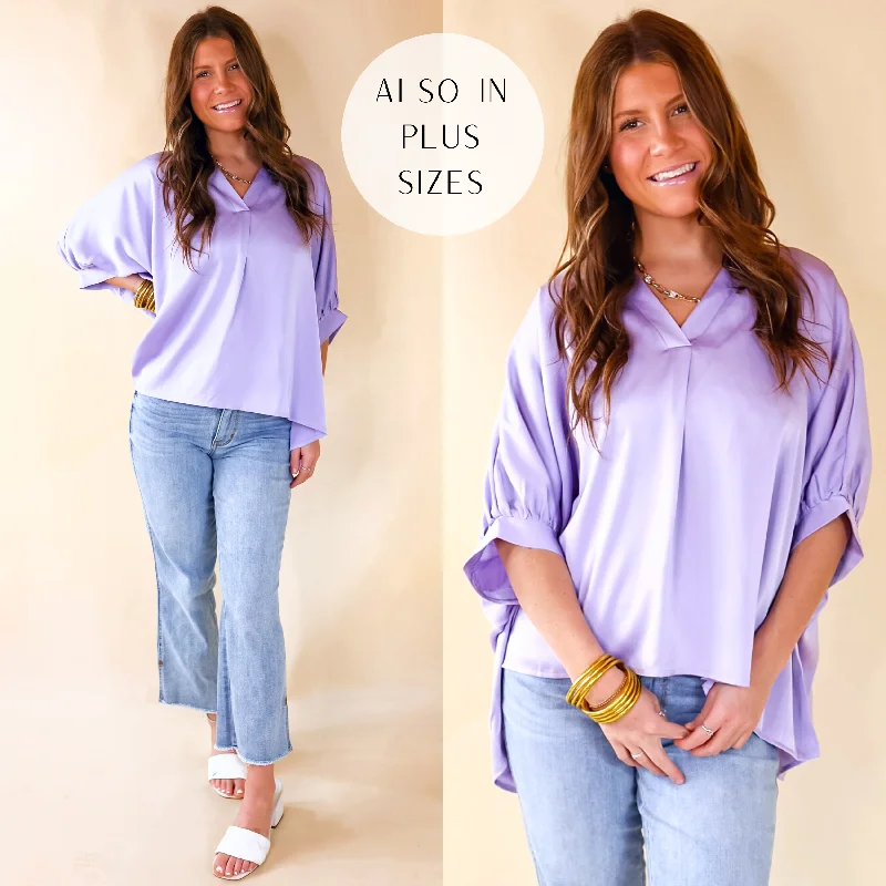 Irresistibly Chic Half Sleeve Oversized Blouse in Lilac Purple Boho Chic Blouse