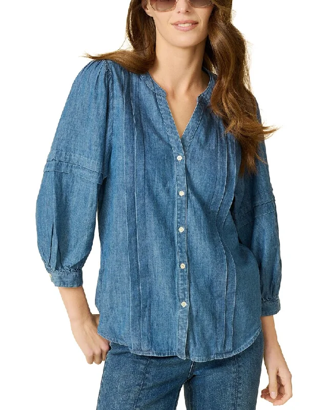 J.McLaughlin Laramie Linen-Blend Blouse Wrap Front Blouse