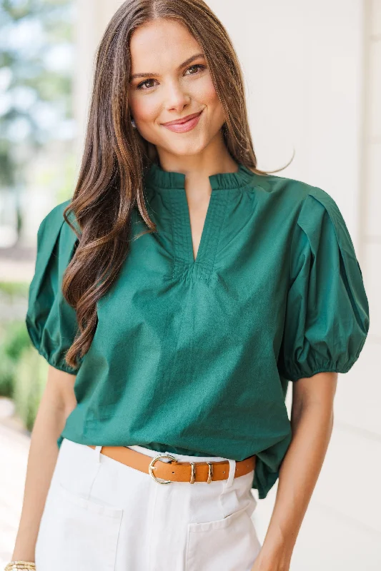 Pinch: All On Me Emerald Green Blouse Feminine Satin Blouse