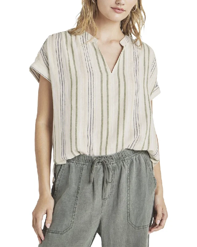 Splendid Wynne Stripe Blouse Textured Cotton Blouse