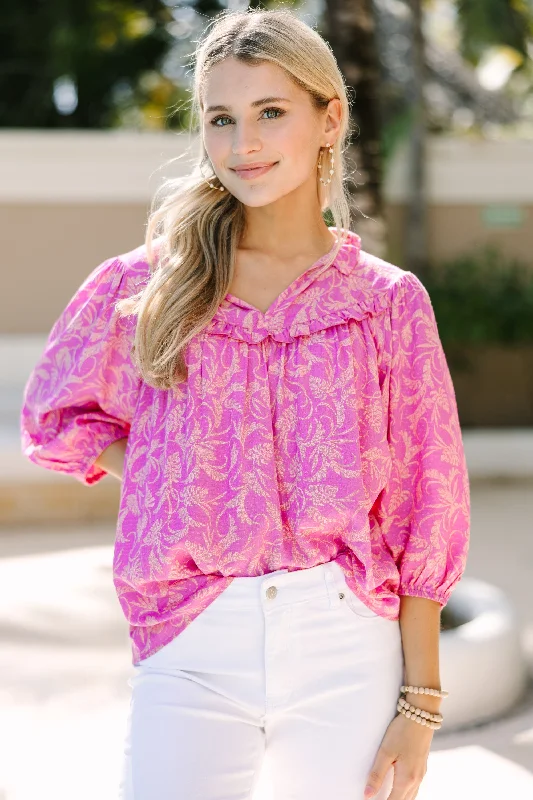 Time To Go Pink Floral Blouse Elegant Lace Blouse