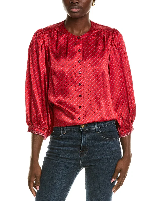 tyler böe Carrie Silk Blouse Side Tie Blouse