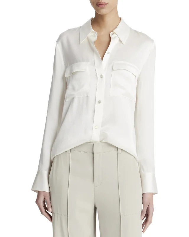 Vince Chest Pocket Silk Blouse Smart Business Blouse