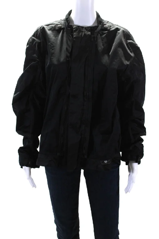 Belstaff Womens No Pocket High Neck Long Sleeve Zip Up Jacket Black Modern Contemporary Chic