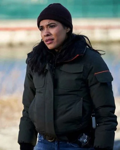 Chicago P.D. S07 Vanessa Rojas Jacket Houndstooth Herringbone Solid