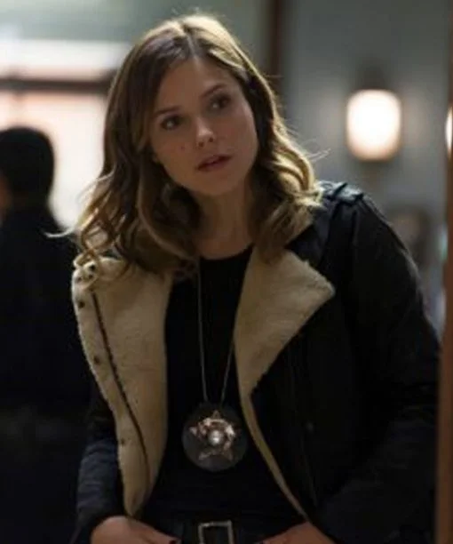 Chicago P.D. Erin Lindsay Shearling Jacket Chenille Brocade Lace