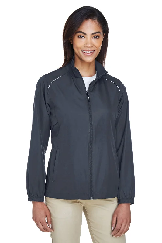 Core 365 Womens Motivate Water Resistant Full Zip Jacket - Carbon Grey Houndstooth Herringbone Solid