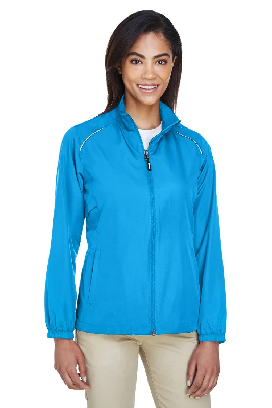 Core 365 Womens Motivate Water Resistant Full Zip Jacket - Electric Blue Chenille Blend Fleece Blend Nylon Blend