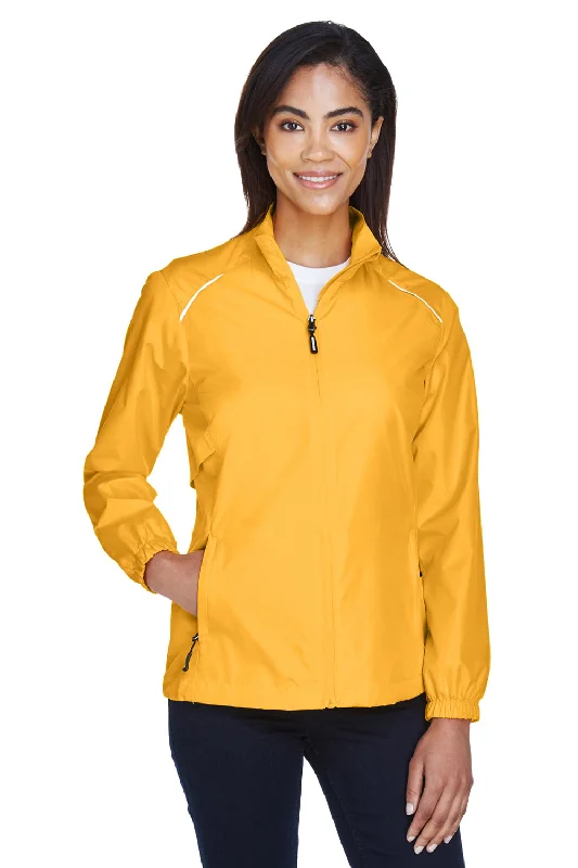 Core 365 Womens Motivate Water Resistant Full Zip Jacket - Campus Gold Print Jacquard Patchwork