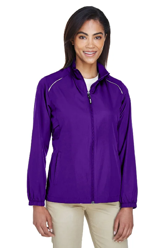 Core 365 Womens Motivate Water Resistant Full Zip Jacket - Campus Purple Embroidered Appliqued Beaded