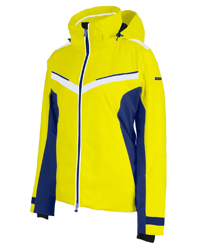 Karbon Solitare Diamond Tech Women's Snow Jacket - Lemon Striped Floral Plaid