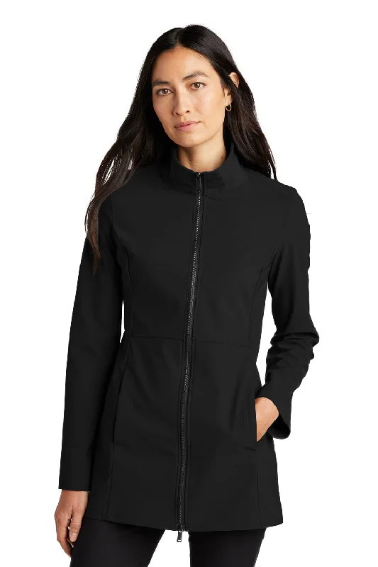 Mercer+Mettle Womens Faille Waterproof Full Zip Soft Shell Jacket - Deep Black Chenille Fabric Brocade Fabric Lace Fabric