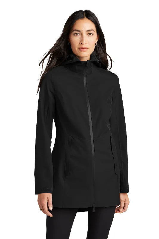 Mercer+Mettle Womens Waterproof Full Zip Hooded Rain Jacket - Deep Black Chenille Fabric Brocade Fabric Lace Fabric