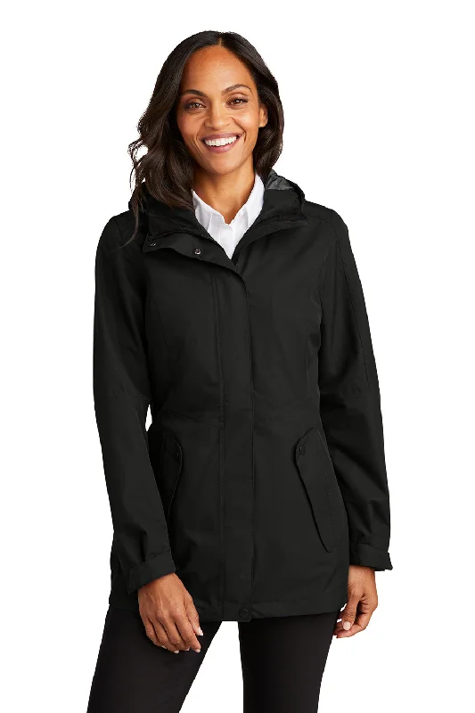 Port Authority Womens Collective Waterproof Full Zip Hooded Jacket - Deep Black Chenille Fabric Brocade Fabric Lace Fabric