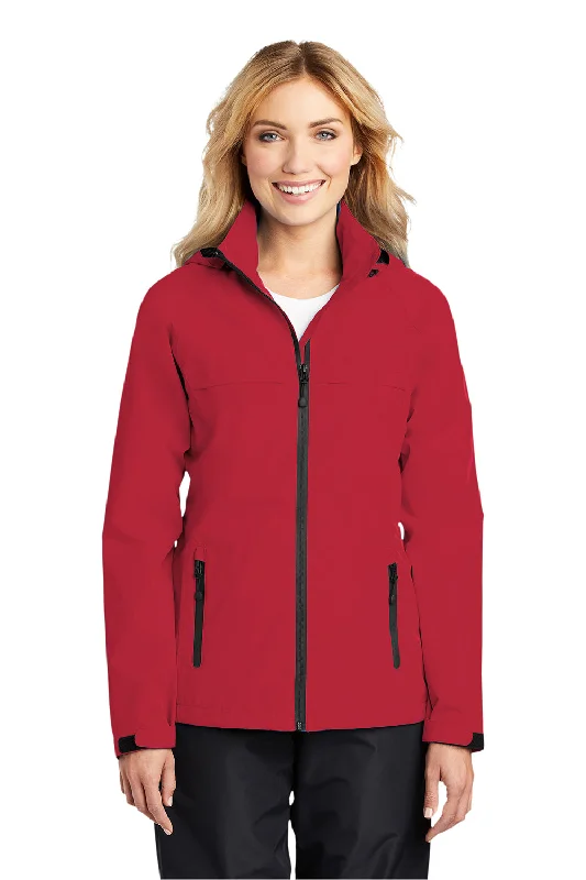 Port Authority Womens Torrent Waterproof Full Zip Hooded Jacket - Engine Red Polka Dot Checkered Tartan