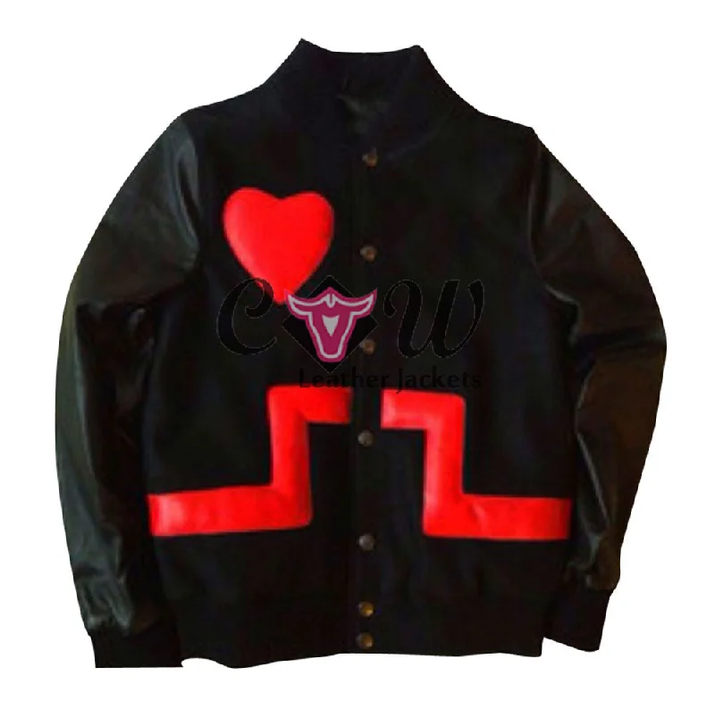 Rihanna Valentines Day Leather Jacket Zippered Front Buttoned Front Snap Front