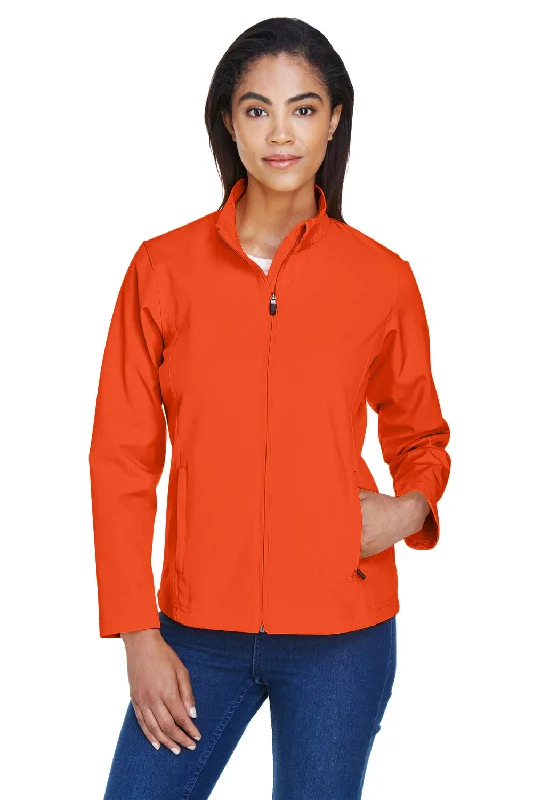 Team 365 Womens Leader Windproof & Waterproof Full Zip Jacket - Orange Notch Collar Peter Pan Collar Cowl Neck