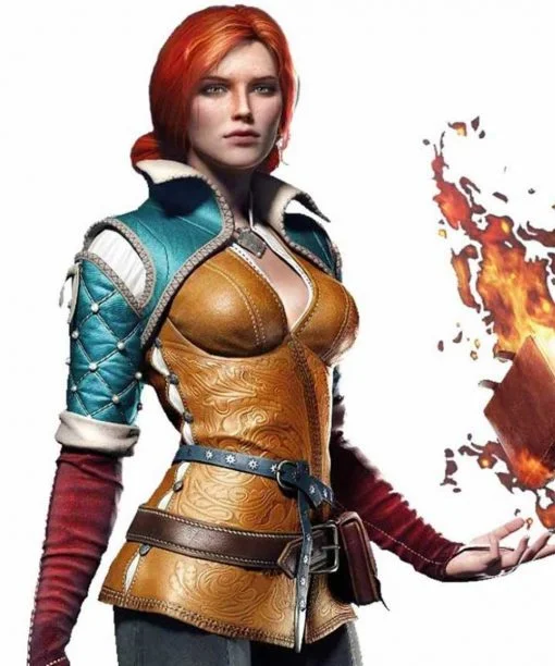 The Witcher 3 Triss Merigold Leather Jacket Rayon Velvet Corduroy