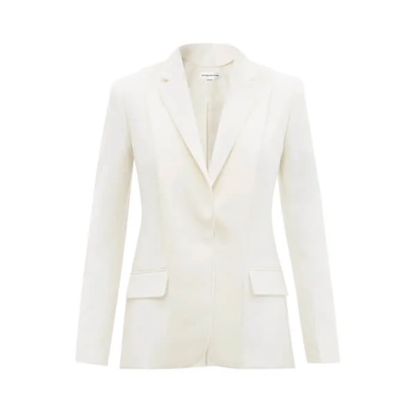 Victoria Beckhamâ€™s White Jacket Lace Blend Ribbed Blend Corduroy Blend