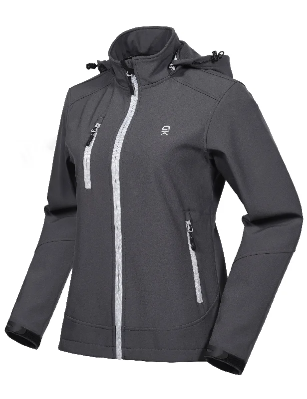 Women's Fleece Lined Ski Softshell Jacket Zippered Buttoned Snapped