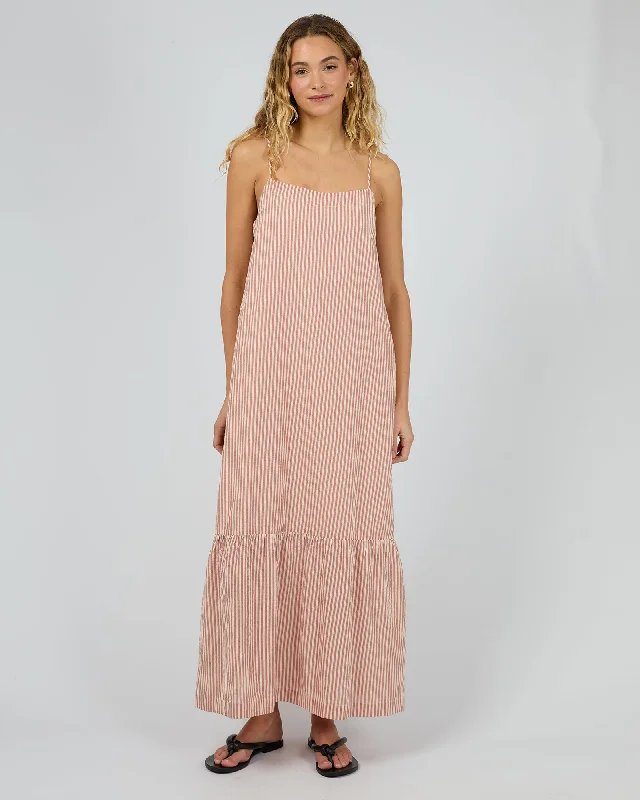 Fletcher Maxi Dress Rust Elegant Maxi Dress with Drapes