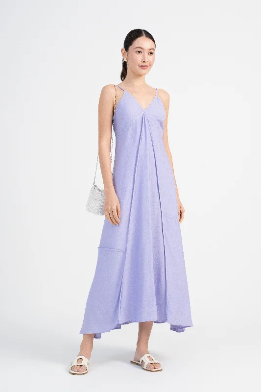 Frida Strap Maxi Dress in Lilac Purple Chic Summer Floral Maxi Dress