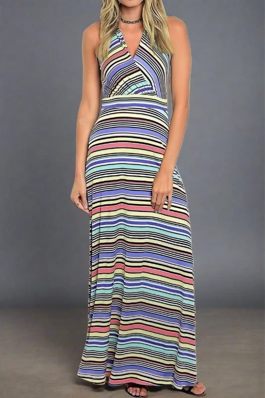 Gilli Multi Stripes Maxi Dress Trendy Floral Print Maxi Dress