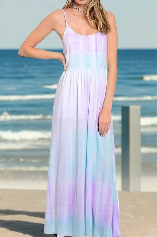 Fashion on Earth Maxi Dress - Mint Lilac Comfortable Maxi Dress with Slits