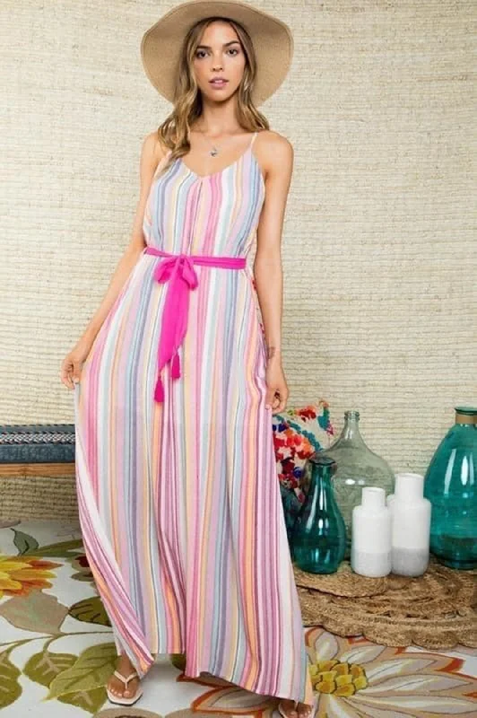 Summer Party Striped Maxi Dress Cozy Ribbed Maxi Dress