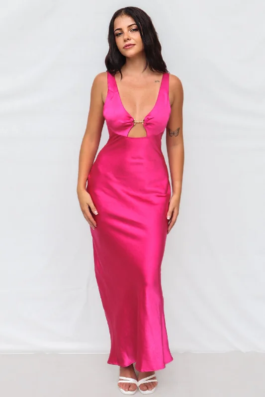 Tana Maxi Dress - Hot Pink Elegant Maxi Dress with Ruffles